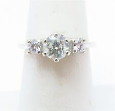 14k White Gold ~3/4CTW Diamond (~1/2c Center) (3) Stone Ring Size 6.25 for sale  Shipping to South Africa