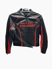 Used, Harley-Davidson Embroidered Genuine Leather Motorcycle Jacket Womens L Black Red for sale  Shipping to South Africa