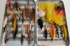Perrine sterling quality box with approx 30 vintage hand tied flies Salmon/Trout for sale  New Ringgold