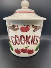 VTG California Clemensons Pottery Hand Painted Ceramic Cookie Jar Apple Design  for sale  Auburn