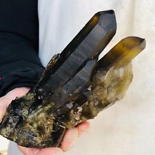 Grupo de cristal de cuarzo citrino negro ahumado natural 820 g curación mineral H798 segunda mano  Embacar hacia Mexico