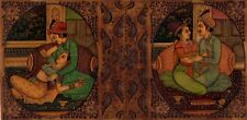 Indian Miniature Painting Handmade Mughal Empire Mogul Harem Watercolor Folk Art for sale  Shipping to Canada