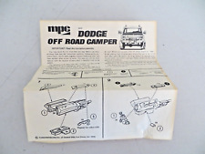 Vintage MPC 1978 DODGE PICK-UP CAMPER OFF ROAD INSTRUCTIONS ONLY! for sale  Shipping to South Africa