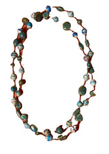 Lindo colar feito à mão papel reciclado e contas de cerâmica Kazuri feitas no Quênia comprar usado  Enviando para Brazil