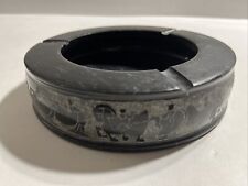 Marblo Stone Ashtray Chariot Horse Drawn Carriage Black Grey Etched 5 3/4” for sale  Shipping to South Africa