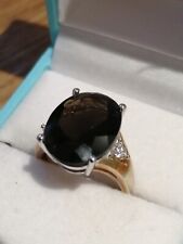 Ladies 9ct Gold Smoky Quartz Diamond Ring Size M for sale  Shipping to South Africa