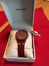 Relógio feminino Nine West novo com etiquetas/1932 pulseira borgonha/vermelha ouro rosa -org $49, usado comprar usado  Enviando para Brazil