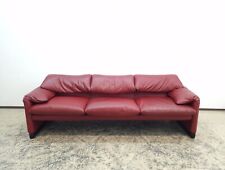Usado, Cassina Maralunga Dreisitzer Echtledersofa Rot neuwertige Couch #0494 comprar usado  Enviando para Brazil