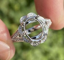 Anel de noivado semi-montagem feito à mão pedra central oval anel de ouro branco 14K comprar usado  Enviando para Brazil