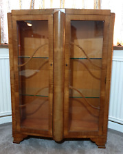 walnut display cabinet glass for sale  BRENTWOOD