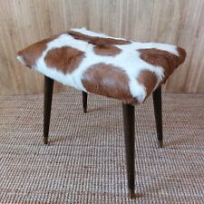 Fab Vintage Retro Curvy Vanity Dressing Table Piano Stool White Brown Goatskin for sale  Shipping to South Africa