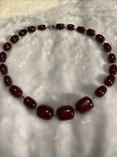 ANTIQUE VINTAGE CHERRY AMBER BAKELITE BEADS NECKLACE MARBLED for sale  MANCHESTER