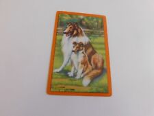 VINTAGE PLAYING  CARD LASSIE DOG WITH PUPPY/ ORANGE BORDER/ARTIST SIGNED for sale  Shipping to South Africa