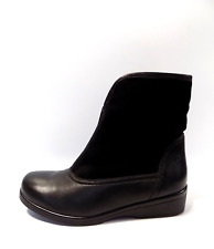 Used, Black Ankle Boots Orthopedic Size 5 Wide Fit Women Flat Low Wedge Heel Zip Front for sale  Shipping to South Africa
