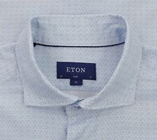 Camisa masculina Eton Slim Fit manga curta XL 17 branca azul micro floral botão para cima comprar usado  Enviando para Brazil