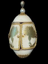 Cáscara de huevo vintage con joyas artísticas, diorama 50 aniversario boda hecho a mano 5"" de alto, usado segunda mano  Embacar hacia Argentina