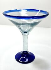 Vidro bolha Martini Margarita soprado à mão México haste clara aro azul cobalto comprar usado  Enviando para Brazil