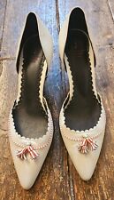 J2 White Leather Shoes, s.1(33), Red&White Tassel, 2" Kitten Heels for sale  Shipping to South Africa