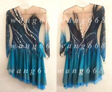 Figura de hielo patinaje competencia profesional vestido personalizado teñido azul segunda mano  Embacar hacia Argentina