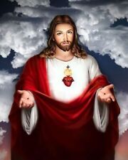 Imagem do Sagrado Coração de Jesus com palmas e braços abertos 8x10 estampa de celebridade comprar usado  Enviando para Brazil
