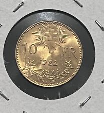Usado, Suiza 1922 B Oro 10 Francos UNC segunda mano  Embacar hacia Argentina
