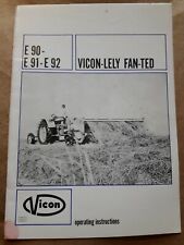 VICON LELY FAN TED E90 E91 E92 OPERATING INSTRUCTIONS (HAY RAKE) for sale  Shipping to Ireland