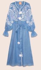 NWOT March11 Ece Maxi Linen Tasseled Dress in Blue Size XXL Ret 918.00, occasion d'occasion  Expédié en Belgium