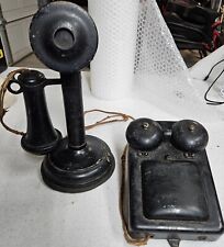 Antiguo teléfono con vela Kellogg de metal baquelita 1908 con receptor y sistema de campana  segunda mano  Embacar hacia Argentina