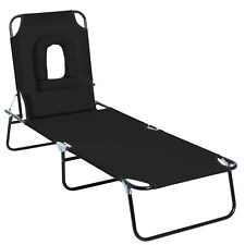 Outsunny Folding Sun Lounger Reclining Chair w/ Pillow Reading Hole, used for sale  Shipping to South Africa