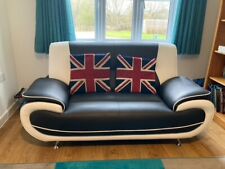 black leather sofa set for sale  GODALMING
