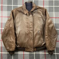 Jaqueta de couro vintage faconnable casaco bombardeiro masculino lã média - botões faltando comprar usado  Enviando para Brazil