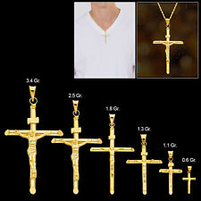Pingente de cruz religiosa de ouro amarelo 14k com crucifixo de Jesus comprar usado  Enviando para Brazil
