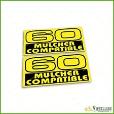 John Deere 60 Mulcher Compatible Mower Deck Laminated Decals Stickers 7.75x3.5", used for sale  Shipping to South Africa