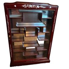 Vintage Asian Rosewood Glass Wall Shelf Display Curio Cabinet Mother Pearl Inlay for sale  Shipping to South Africa