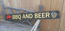 Usado, Churrasco e Cerveja com sinal de madeira Porco/Bar/Pátio/Deck/Distressed/Man Cave/Presente Para Ele comprar usado  Enviando para Brazil