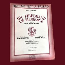 Partitura musical de colección Sing Me Not A Ballad The Firebrand of Florence Gershwin Weil segunda mano  Embacar hacia Argentina