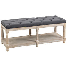 HOMCOM 2-Tier Bed End Bench, Vintage Stool Button Tufted Window Seat, Grey for sale  Shipping to South Africa