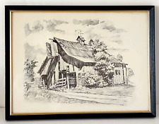 Vintage 1966 Roscoe Misselhorn old barn original pencil sketch signed print for sale  Shipping to South Africa