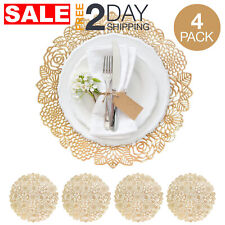 4 Abrigos Individuales Florales PVC Dorado De Mesa Elegantes Redondos En Oferta segunda mano  Embacar hacia Argentina