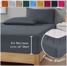 40cm Mattress Fitted Sheet Extra Deep Full Bed Sheets Single Double King Size UK for sale  Shipping to South Africa