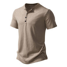 Camiseta Henley masculina lisa manga curta verão casual pulôver blusa solta comprar usado  Enviando para Brazil