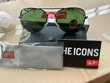 Ray Ban RB Aviator Sunglasses Black Frame With Green Lenses 58mm for sale  Shipping to South Africa