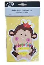 Usado, Conjunto de convite de aniversário 8 unidades cada cartão envelope criança macaco macaco recortado comprar usado  Enviando para Brazil