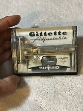 Maquinilla de afeitar de seguridad ajustable Gillette Fatboy G3 1961 con estuche y paquete de cuchillas bonita segunda mano  Embacar hacia Mexico