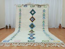 Alfombra personalizada de lana floral marroquí hecha a mano azilal bereber blanca alfombra de dormitorio, usado segunda mano  Embacar hacia Argentina