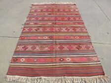 Alfombra vintage turca tribal Kilim tejida a mano lana Kelim pastel descolorida zona nómada, usado segunda mano  Embacar hacia Argentina
