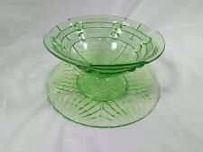 Art Deco Uranium Green Glass Bowl & Platter for sale  Shipping to South Africa