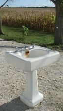 Used, White Porcelain Standard Sink, Vintage Pedestal Sink, Architectural Salvage d, for sale  Payson