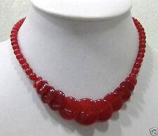 Lindos colares de contas redondas de jade vermelha 6-20 mm 17"" comprar usado  Enviando para Brazil