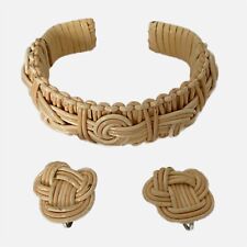 Rattan Knot Bracelet Screw Bk Earring Sanded Wove Polish Braided Over Metal Form for sale  Shipping to South Africa